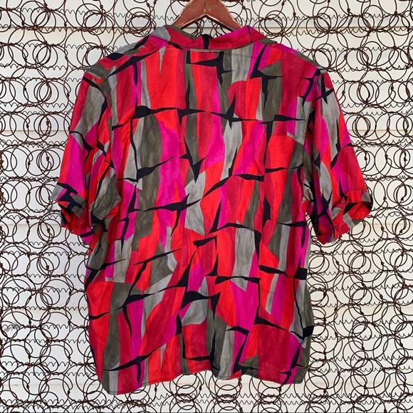 Vintage 90s Rafaella red abstract button blouse - Picture 5 of 6